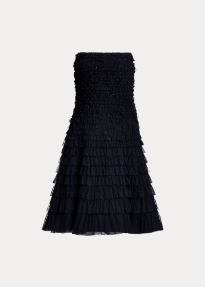 Vestidos Ralph Lauren Mujer Azul Oscuro Marino - Jordynn Sequined Tulle - HGIAE3842